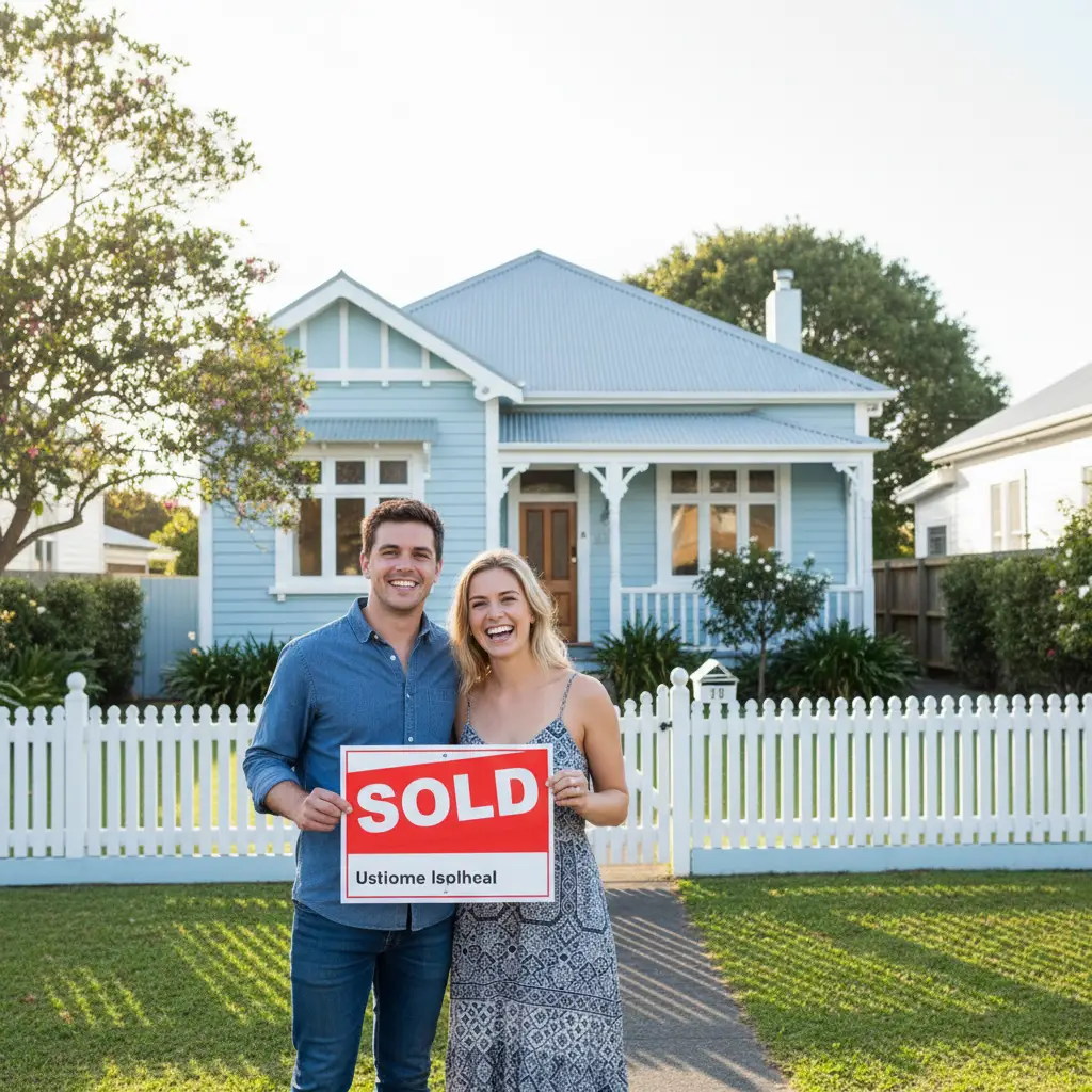 First home buyers in New Zealand celebrating a purchase