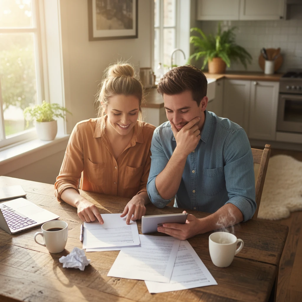 Couple reviewing mortgage repayment frequency options