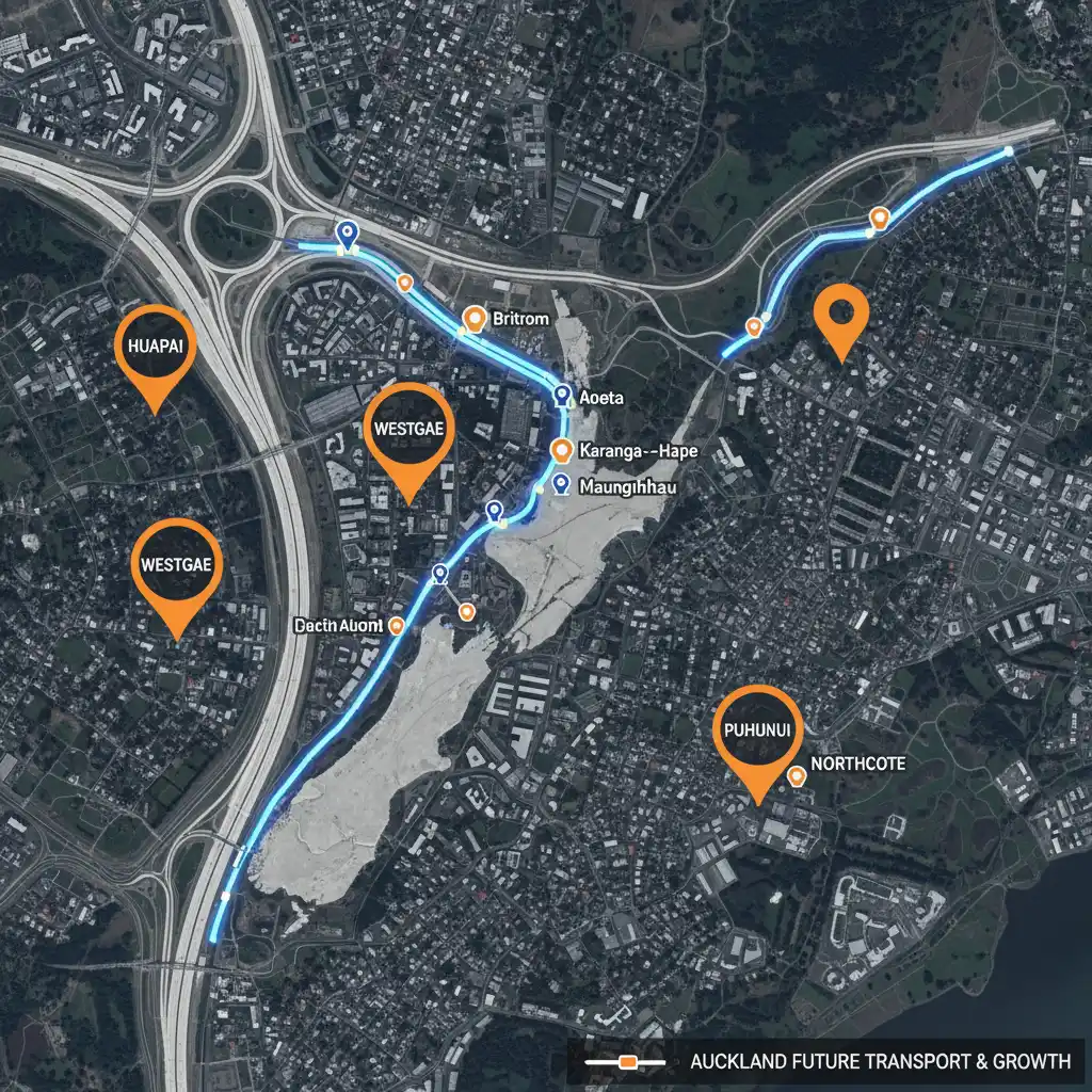 Map of Auckland growth suburbs and infrastructure