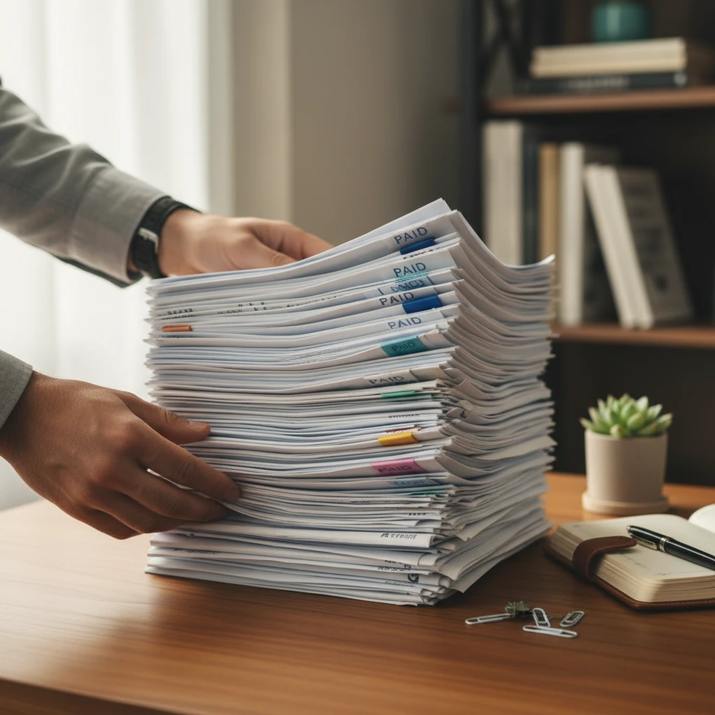 Organizing paid bills to improve credit history