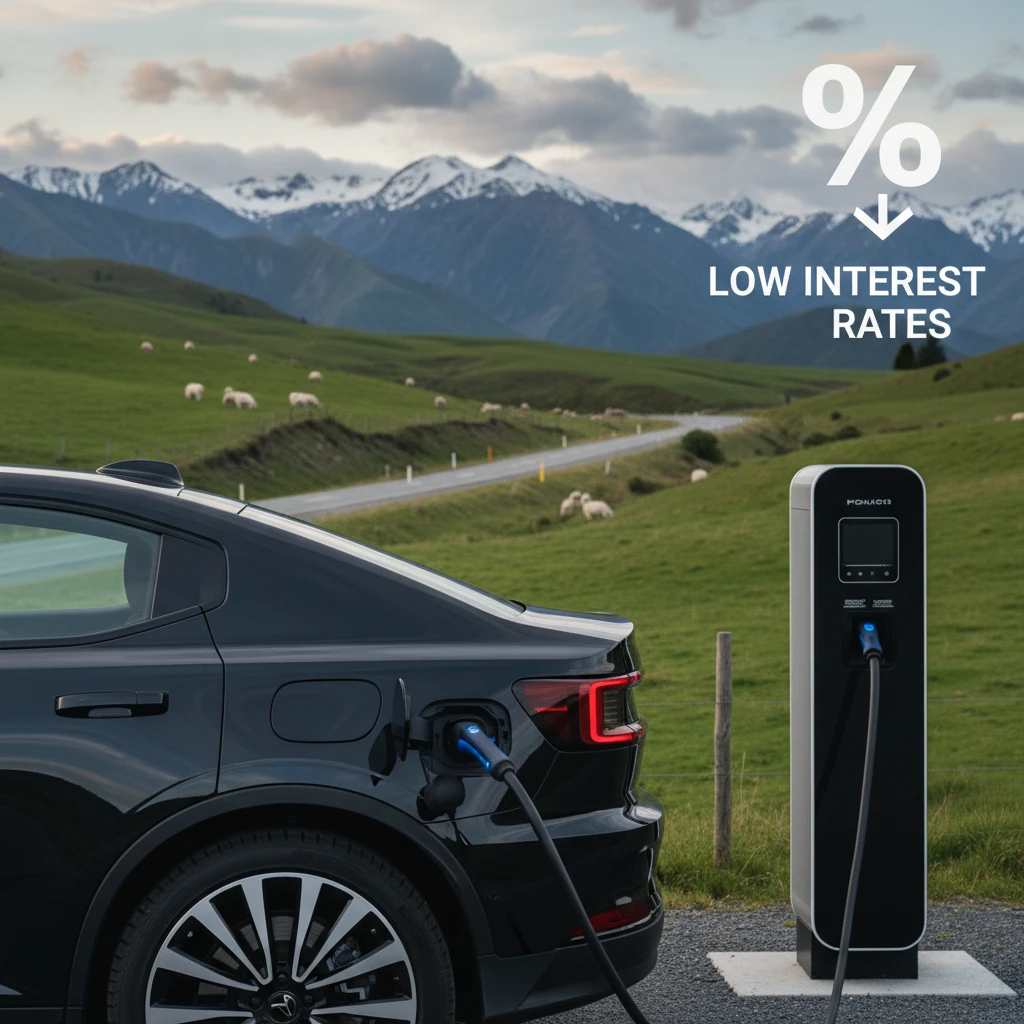 Electric vehicle charging representing green finance options