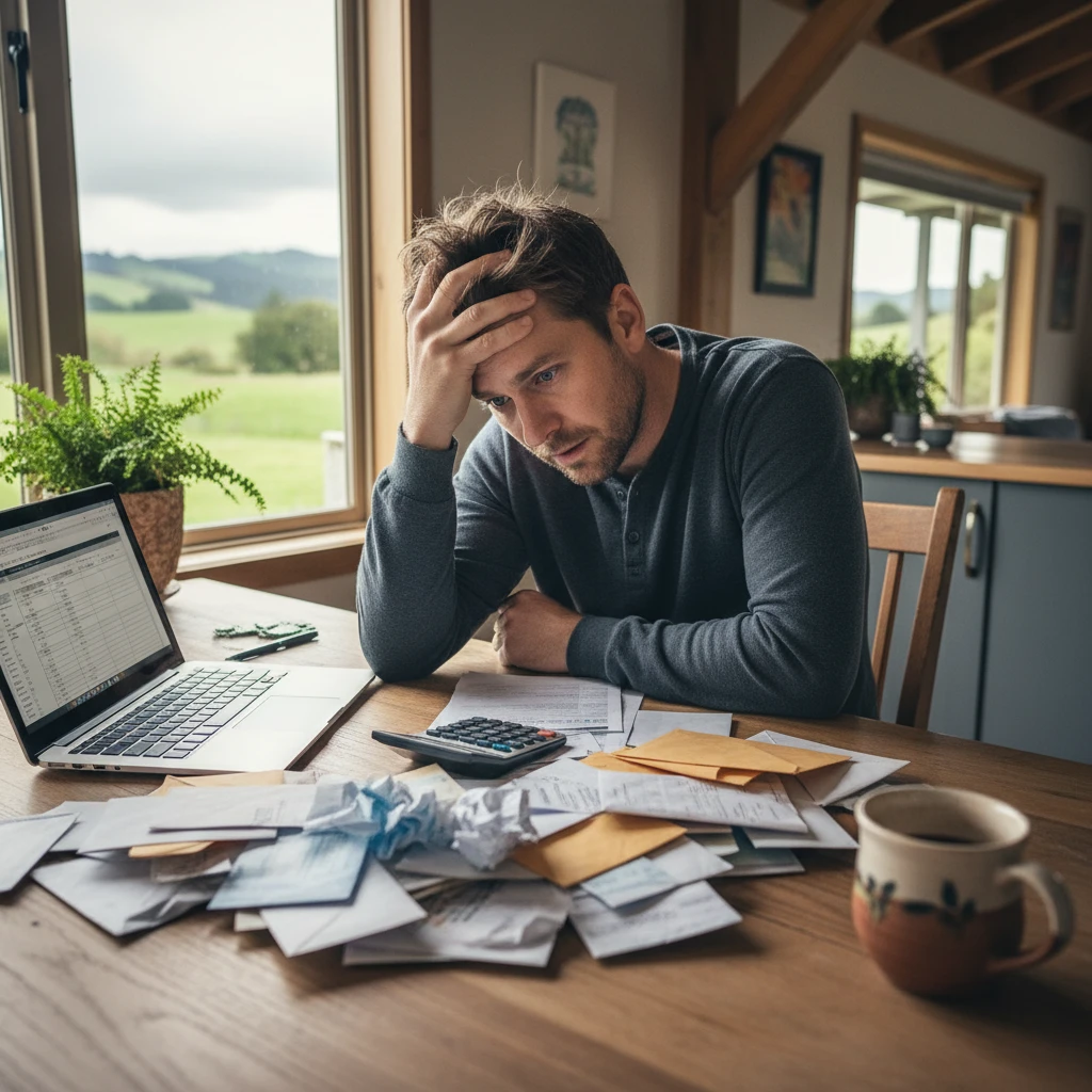 New Zealander managing financial stress and bills