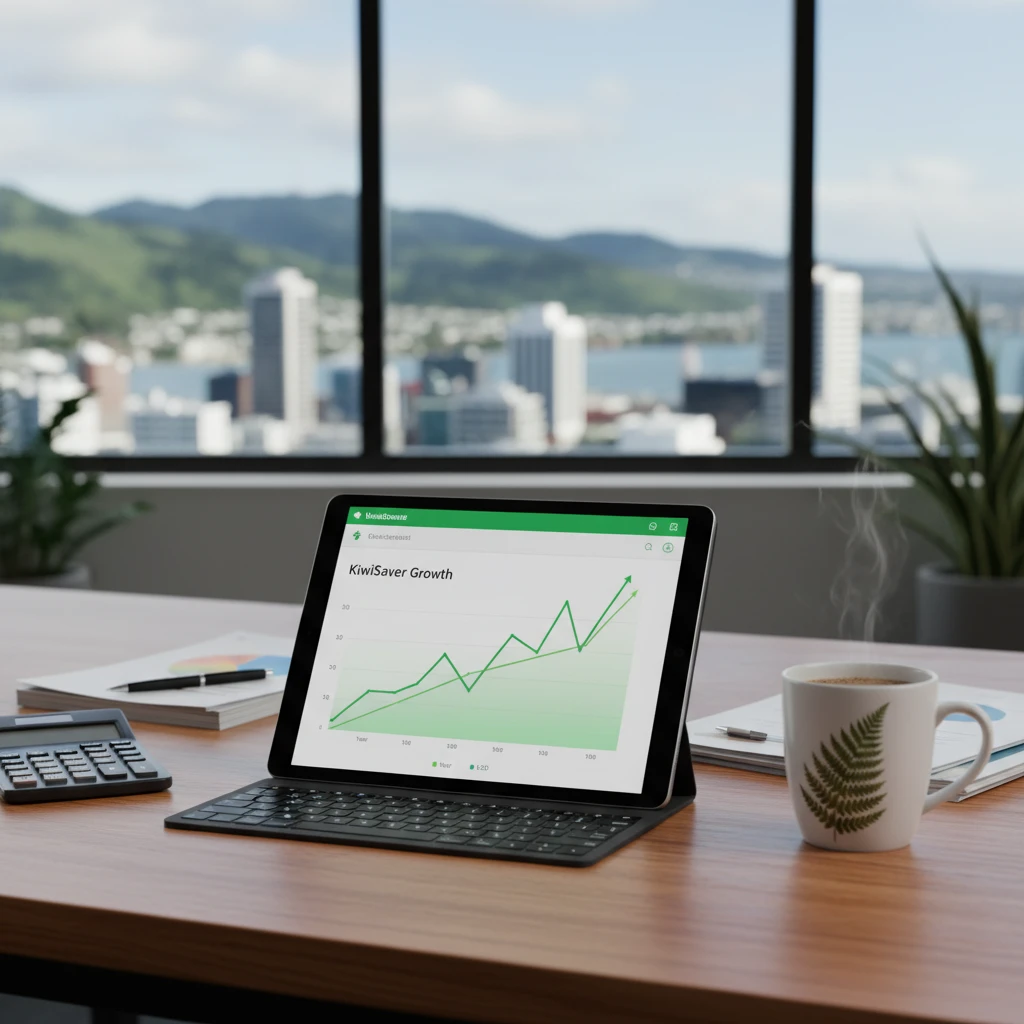 KiwiSaver calculator dashboard showing growth projections