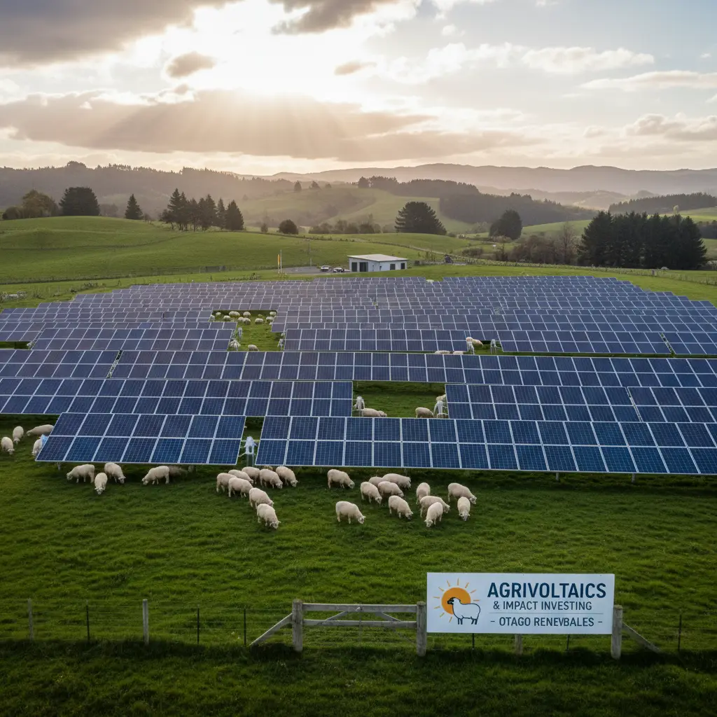 Solar farm in New Zealand representing impact investing