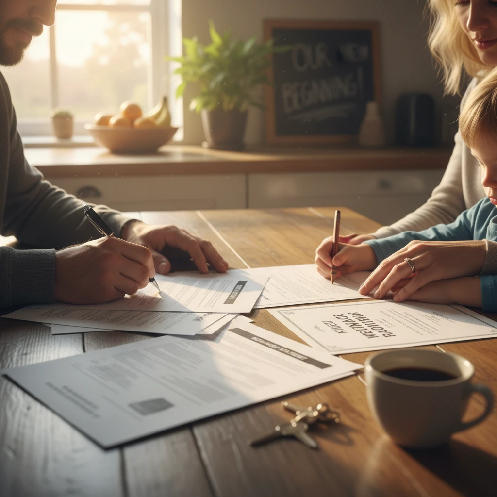Parents signing KiwiSaver documents for their child