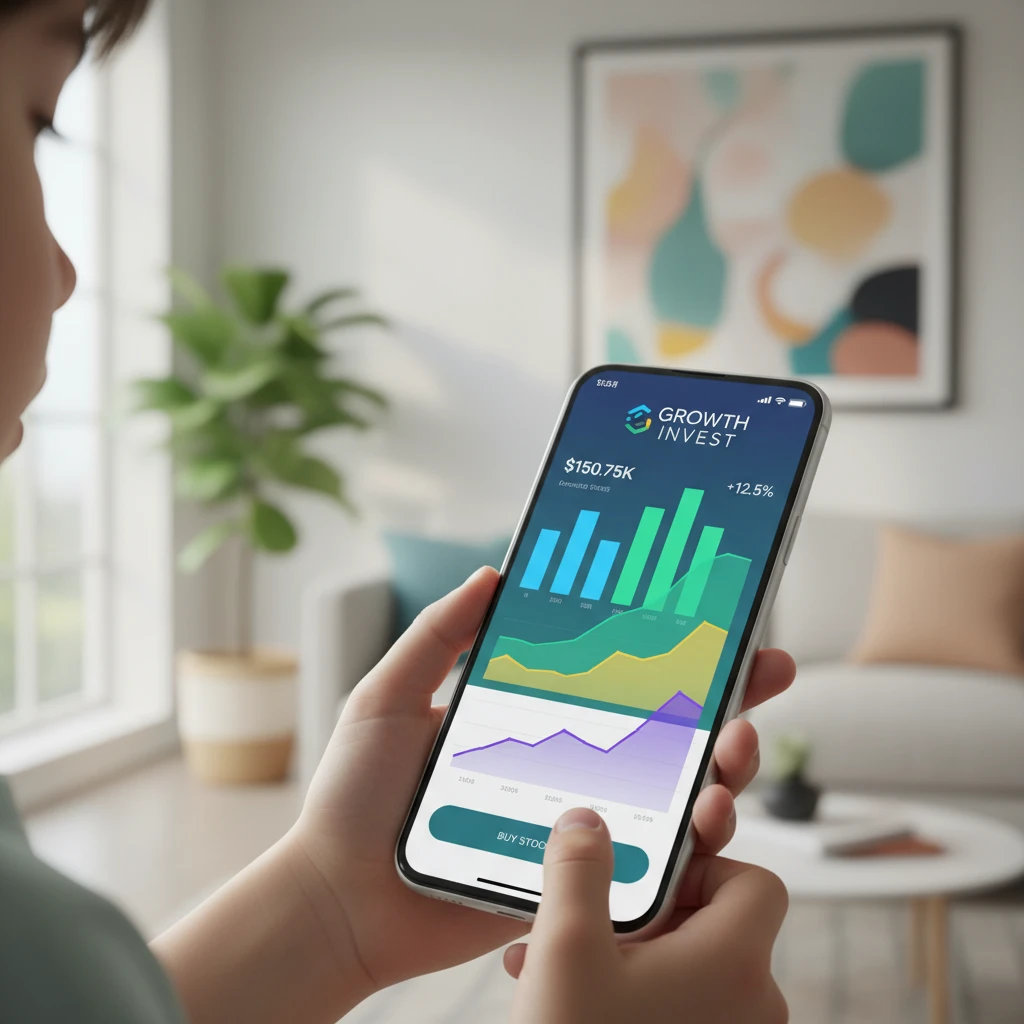Child using an investment app on a smartphone