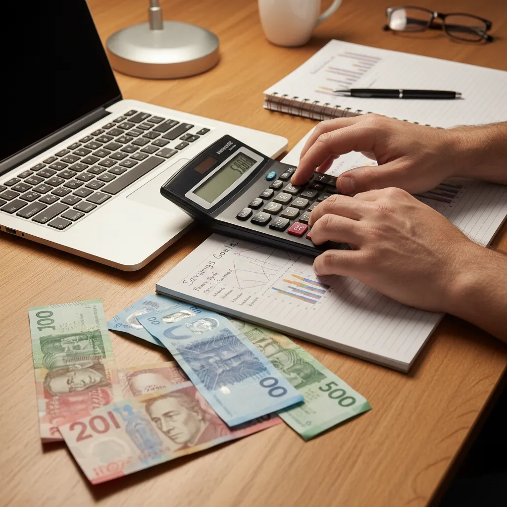 Person calculating tax refund on laptop